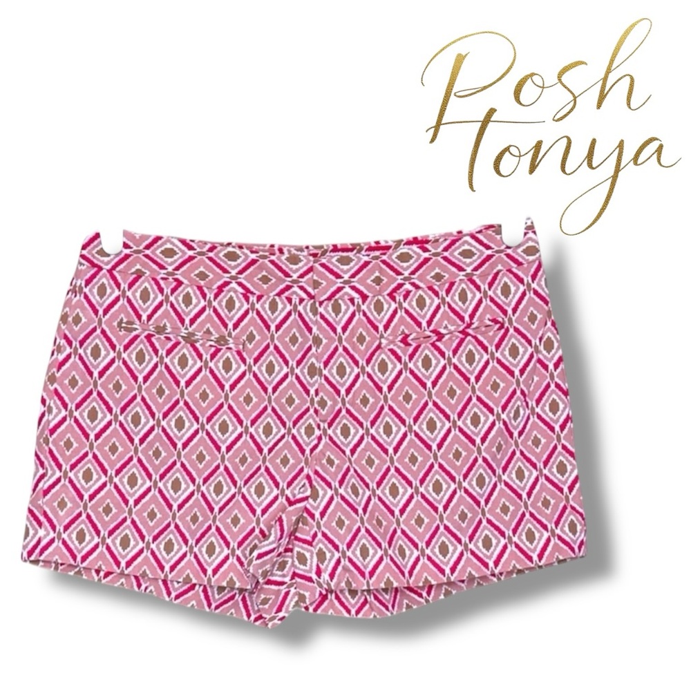 GAP Pink Ikat Print Cotton Shorts Geometric Size 2 Coastal Boho Festival